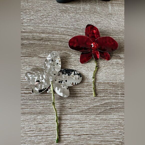 Red orchid earrings N208 - Picture 3 of 4